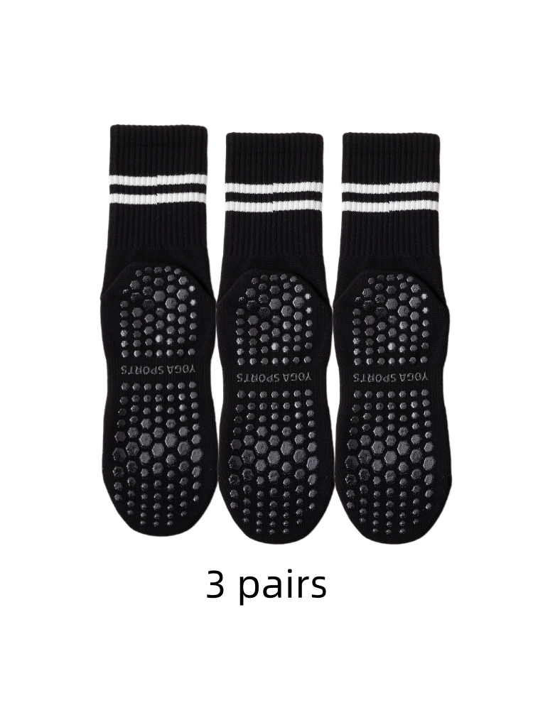 ヨガ用ソックス3足セット、ミディアム丈、純綿製、滑り止めシリ - Medias Para Pilates Y Yoga のレビューと価格
