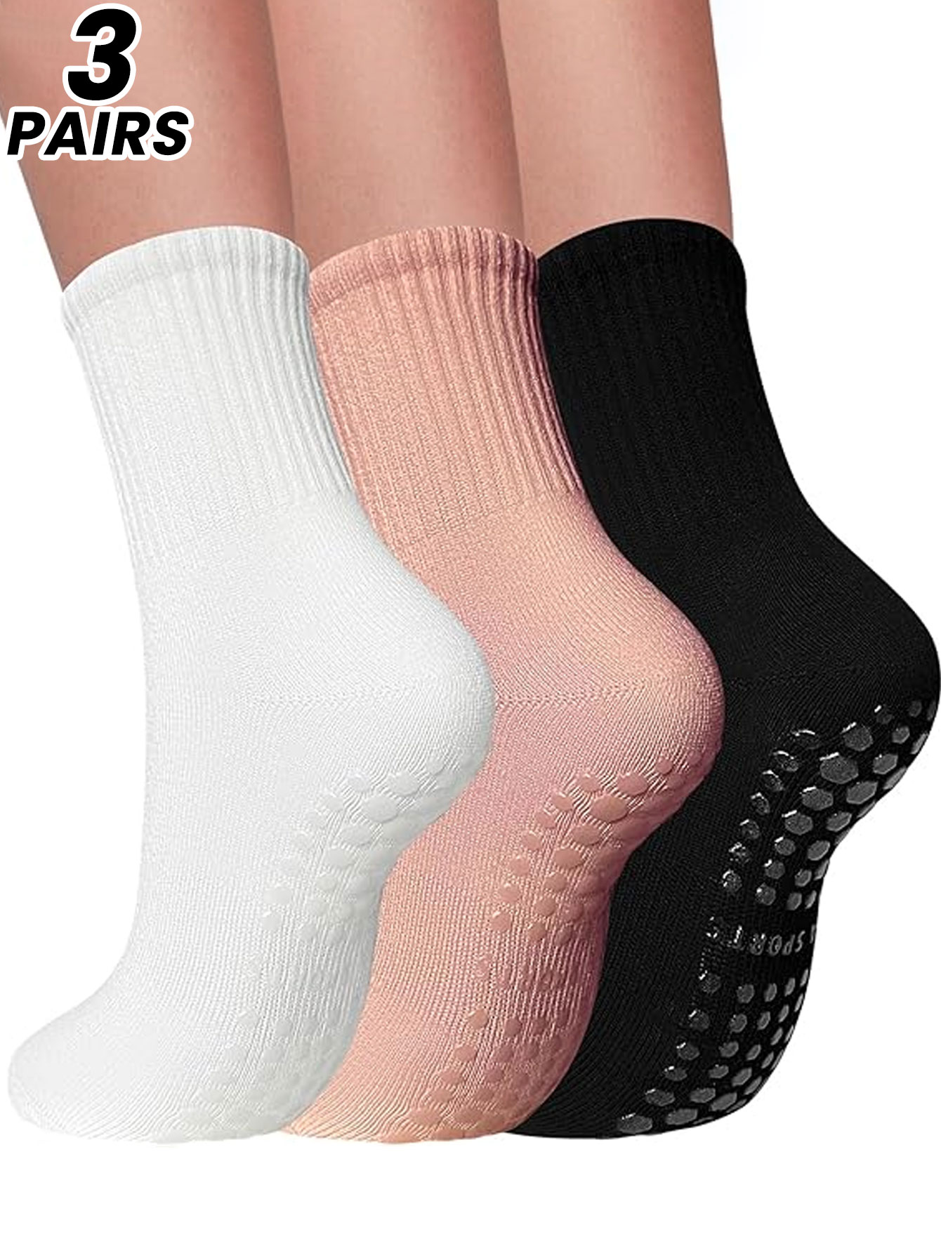 女性用プロフェッショナルヨガソックス3足組、屋内大人用スポー - Medias Para Pilates Y Yoga のレビューと価格